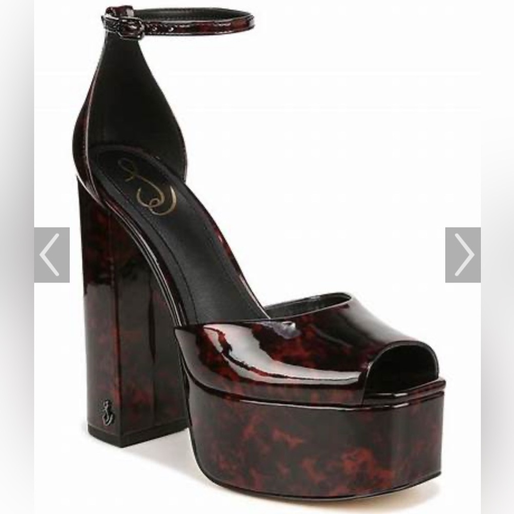 Sam Edelman Kori Tortoise Patent Ankle Strap Platform Dress Sandals